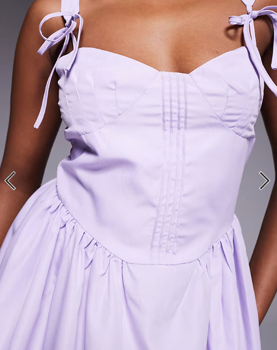 Kaiia exclusive cotton rich poplin corset tie strap detail gathered skirt maxi dress in lilac