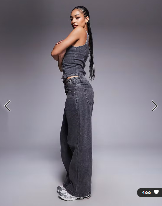 Liquor N Poker baggy fit jeans co-ord with buckle detail in washed black