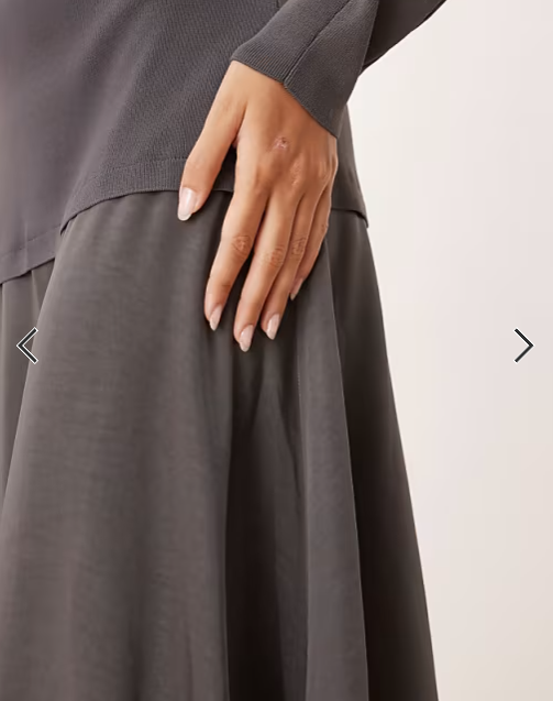 ARRANGE hybrid knit mix sculpted sleeve maxi dress in charcoal