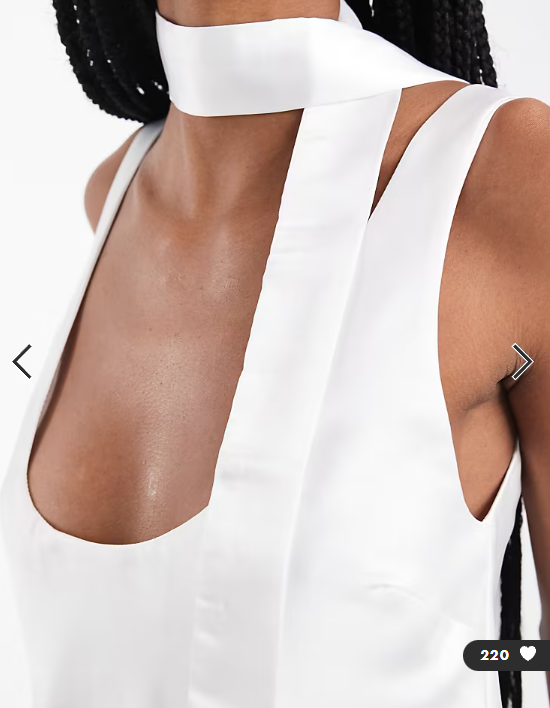 ASOS DESIGN satin cami with scarf in ivory