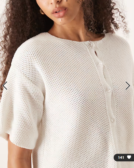ASOS DESIGN knitted short sleeve cardigan in white