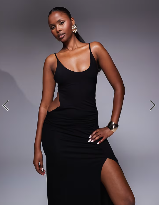 ASOS DESIGN notched twist back maxi dress with split in black