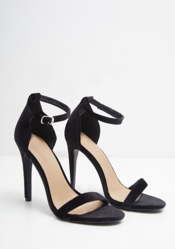 Clover Black Velvet High Heels