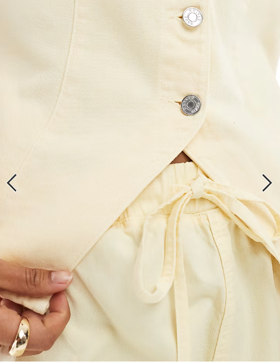ASOS DESIGN denim button up short sleeve top in yellow