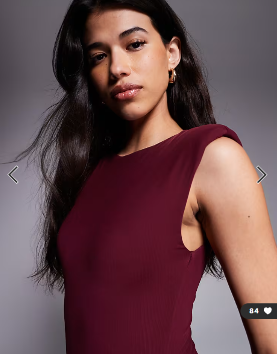 Wanderdoll Naomi sculpting sleeveless shoulder pad detail bodycon maxi dress in wine