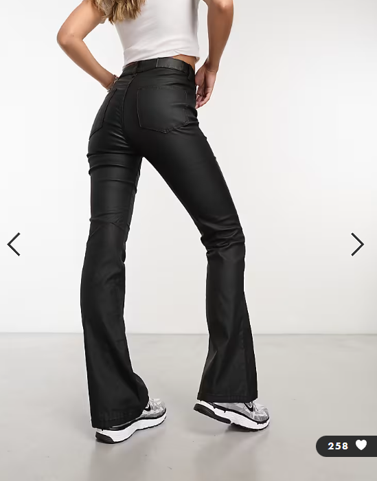 Noisy May Sallie high rise slim flare coated jeans in black