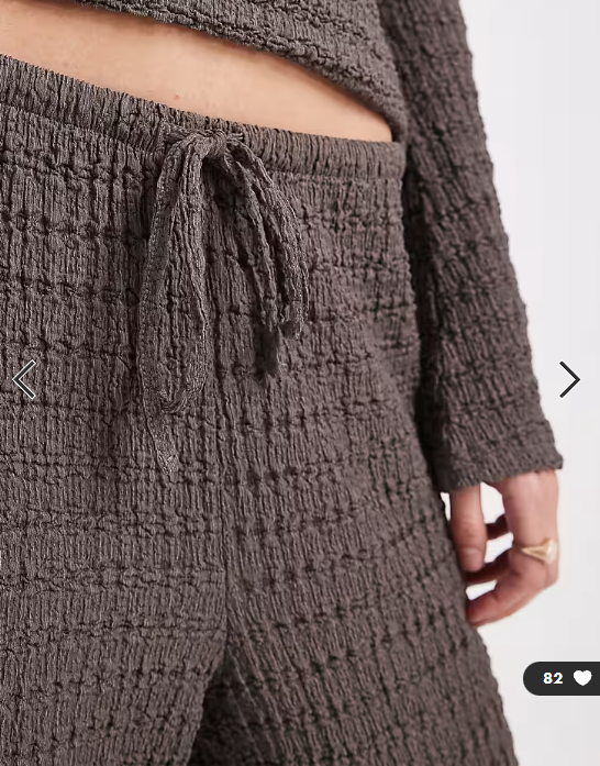ASOS DESIGN mix & match textured tie waist wide leg trousers in dark grey
