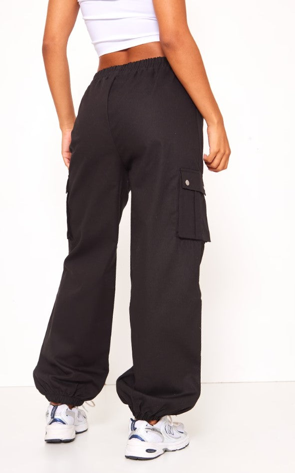 Black Pocket Detail Cargo Trousers