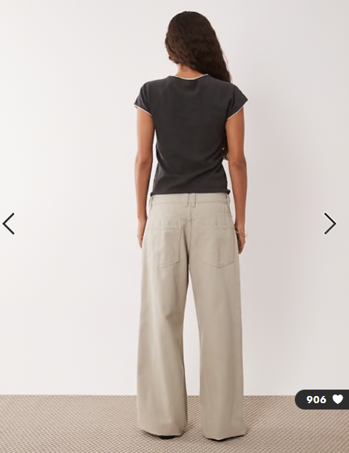 ASOS DESIGN Petite low rise baggy jean in neutral