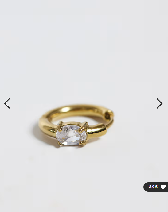 Lost Souls huggie hoop earrings with oval crystal detail in 18k gold plated stainless steel