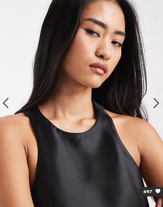 ASOS DESIGN satin racer cami in black