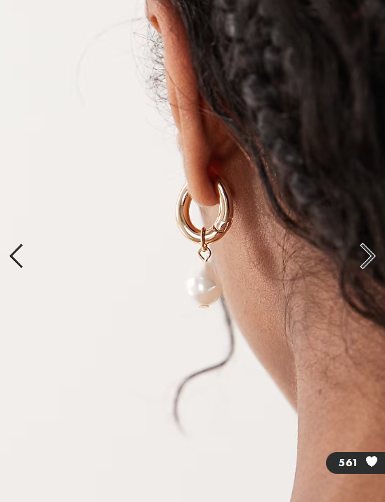ASOS DESIGN huggie hoop earrings with faux freshwater pearl drop in gold tone