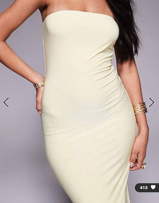 Fashionkilla exclusive slinky double sculpted bandeau maxi dress in lemon