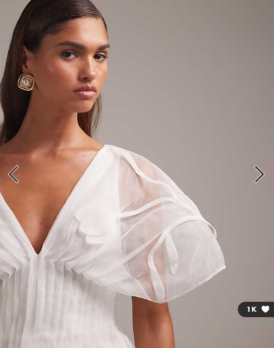 ASOS DESIGN bridal trailing 3D floral pintuck cinch waist mini dress in ivory