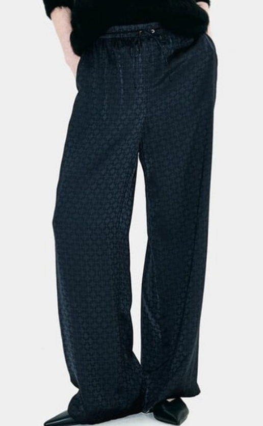 H&M Wide Drawstring Pants- black