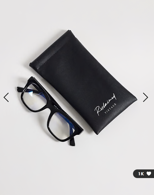 Reclaimed Vintage unisex square blue light glasses in black