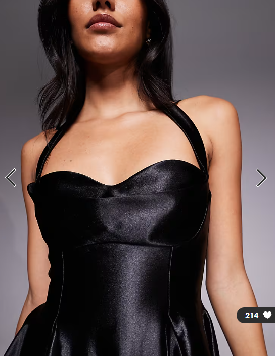 ASOS DESIGN sculpted stretch satin twist bust halter mini dress in black