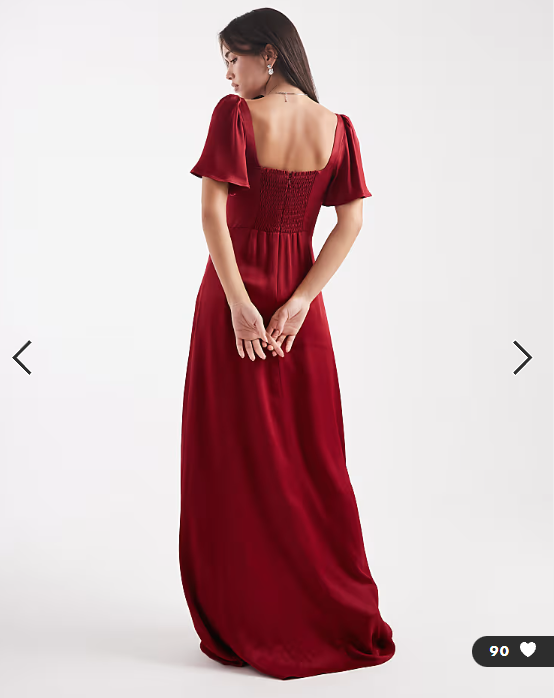 Maids to Measure Bridesmaid square neck flutter sleeve maxi dress in burgundy