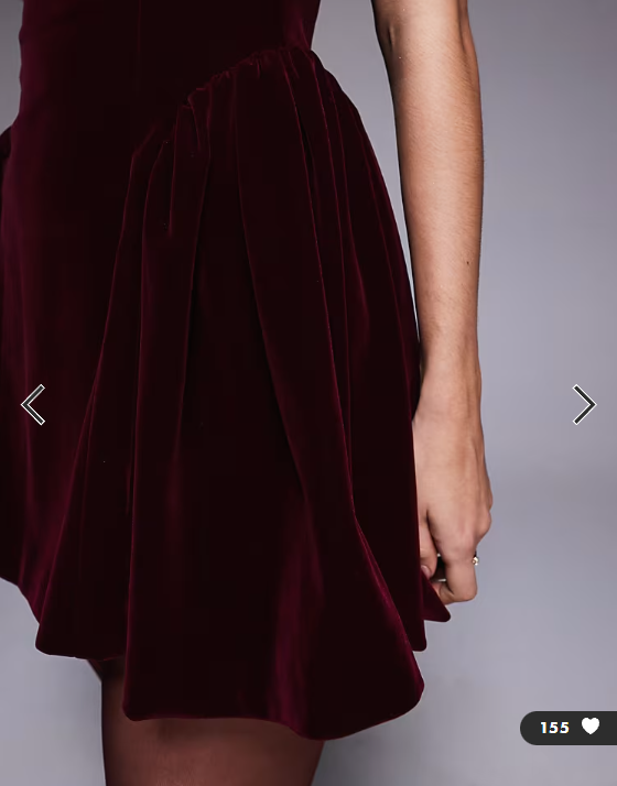 Asos - Wanderdoll Lucky velvet square neck hip detail mini dress in burgundy