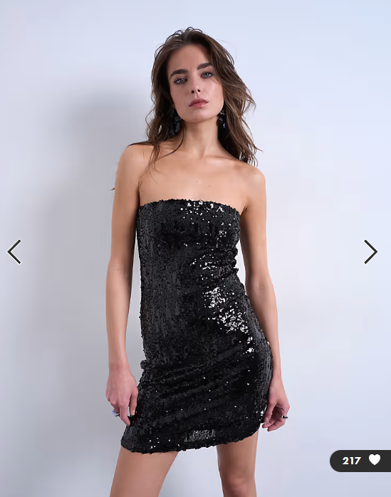 Topshop sequin bandeau mini dress in black