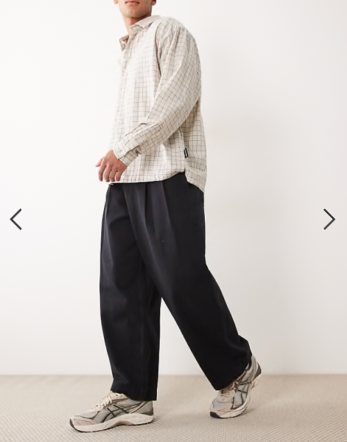 ASOS DESIGN barrel pants in black with pleats