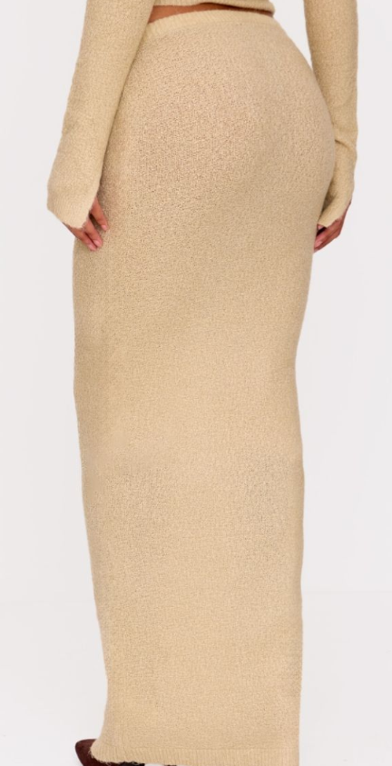 Plt - Deep Taupe Bobble Knit Maxi Skirt