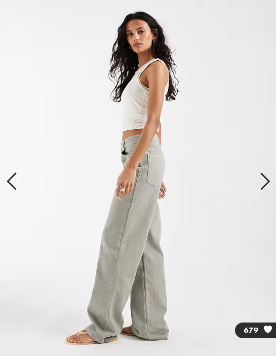 ASOS DESIGN wide leg dad jean in khaki