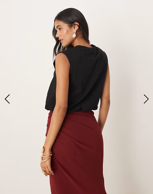 Mango sleeveless bubble hem top in black