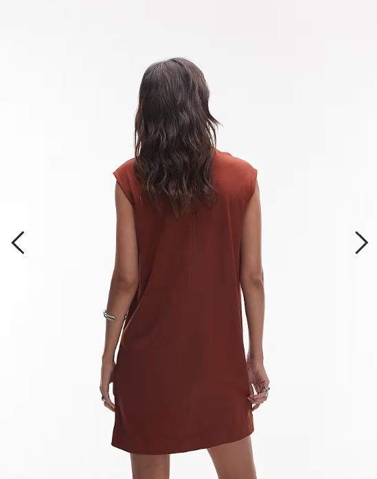 ARKET pure cotton high neck cap sleeve mini dress in rust