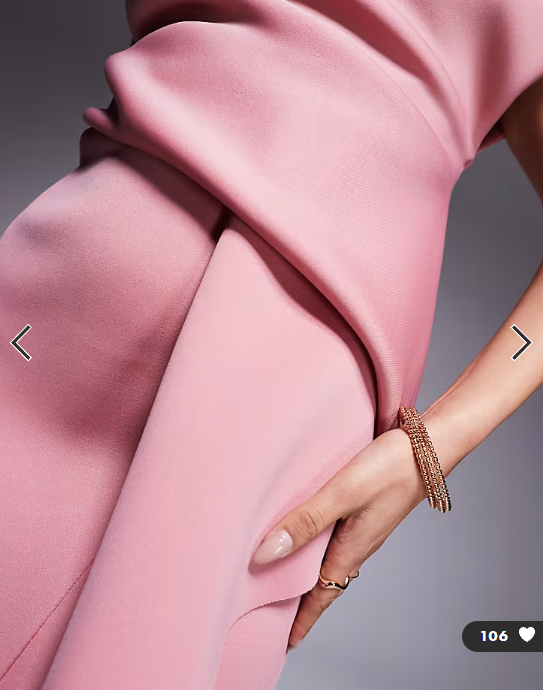 ASOS DESIGN fallen shoulder manipulated fold midi dress in dusty rose in scuba-style fabric