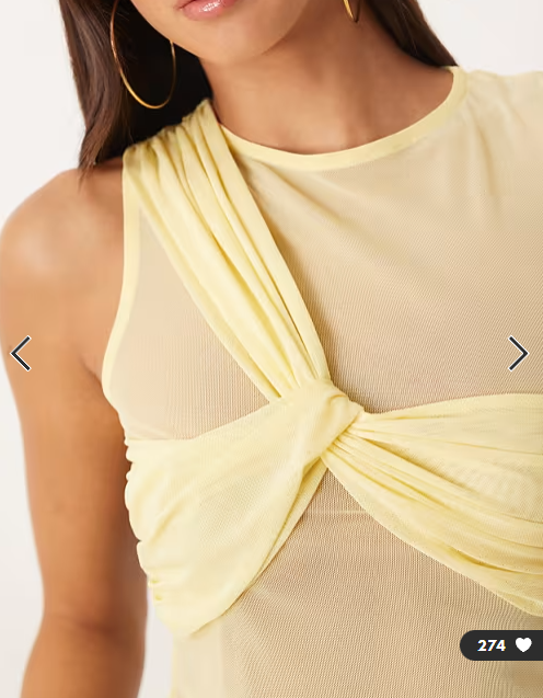 ASOS DESIGN sheer mesh layered twist vest top in yellow