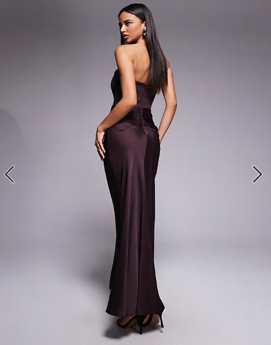 Forever New corset drape strapless maxi dress in dark chocolate
