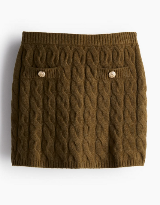 CABLE-KNIT MINI SKIRT