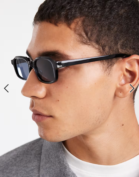 ASOS DESIGN slim rectangle sunglasses in black with smoke lens