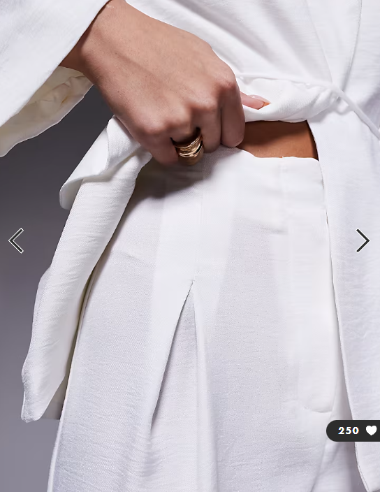 ASOS LUXE co-ord pleated summer trouser in white
