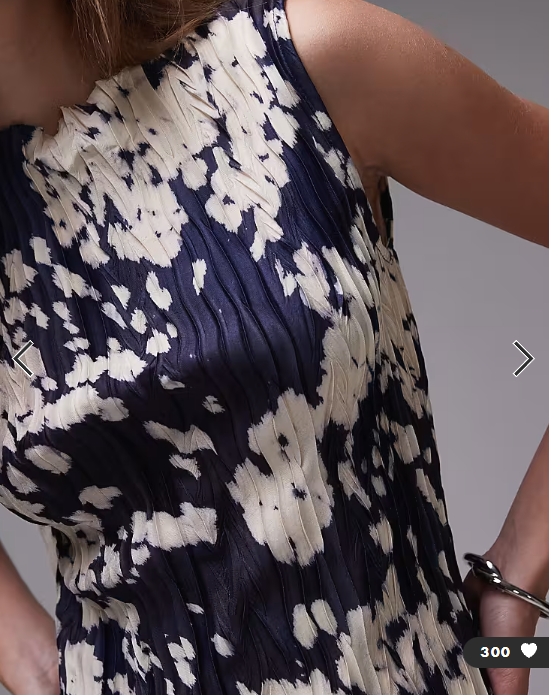 Topshop abstract animal print plisse mini dress in navy