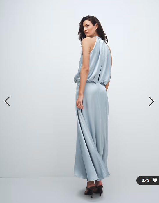 Gina Tricot satin halterneck maxi dress in light blue