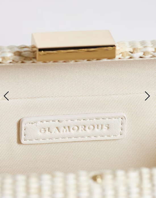 Glamorous hard straw clutch bag in neutral