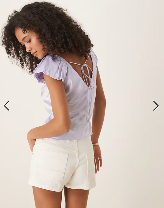 ASOS DESIGN satin and lace trim mix vest top in lilac
