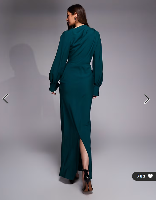 ASOS DESIGN Tall high neck drape maxi dress with drape skirt in teal