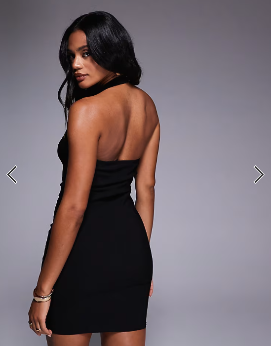 Missyempire bengaline bodycon halterneck mini dress in black