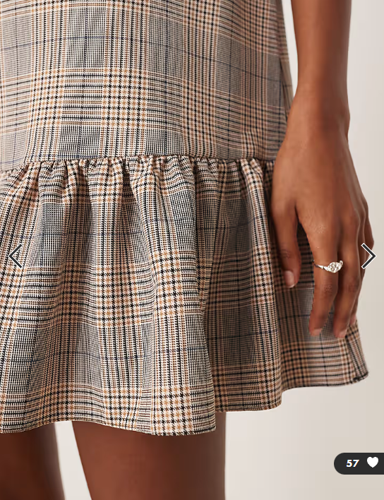 ASOS DESIGN hybrid cami mini dress with contrast t-shirt in neutral check