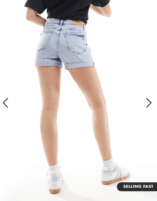 Noisy May Moni high waisted denim short in light wash blue