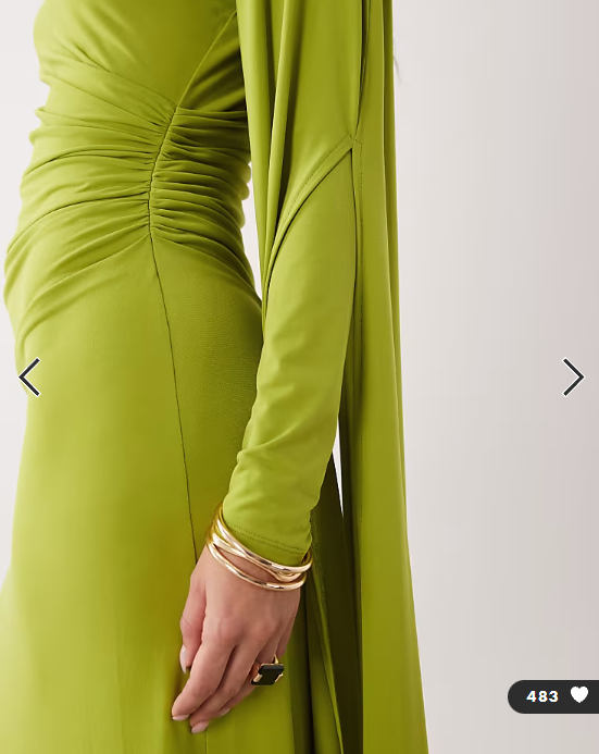 Daska one shoulder cape maxi dress in chartreuse
