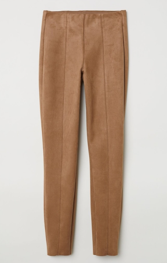 H&M - H&M Camel Skinny Biker Pants in faux suede