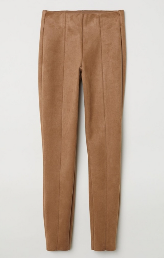 H&M - H&M Camel Skinny Biker Pants in faux suede