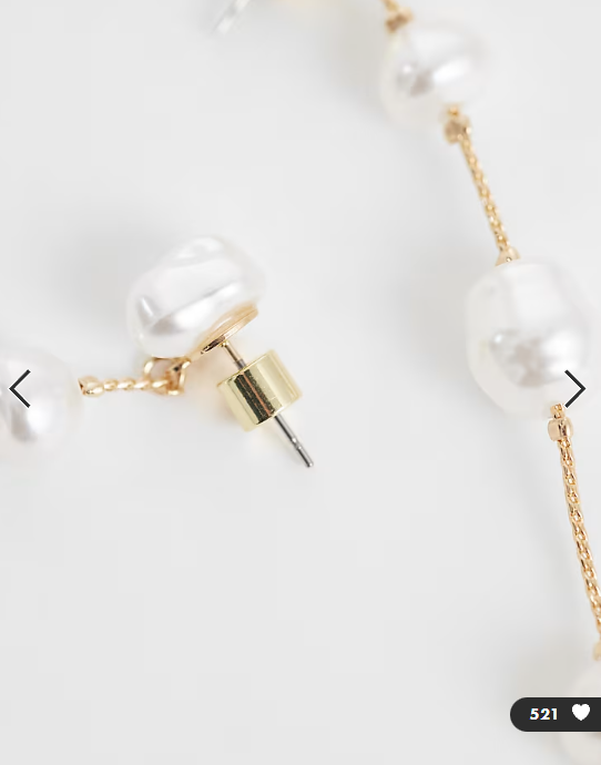ASOS DESIGN pendant earring with faux freshwater drops in gold tone