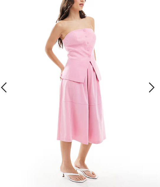 ASOS DESIGN tailored bandeau top in pink co ord