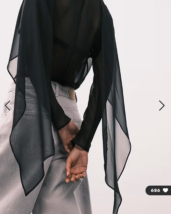 ASOS DESIGN chiffon scarf detail sheer blouse in black