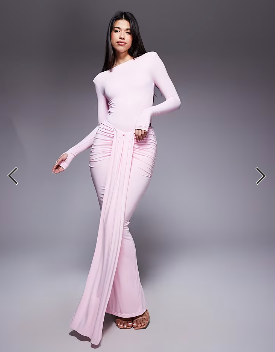Wanderdoll Nara sculpting second skin slash neck long sleeve bodysuit in pink